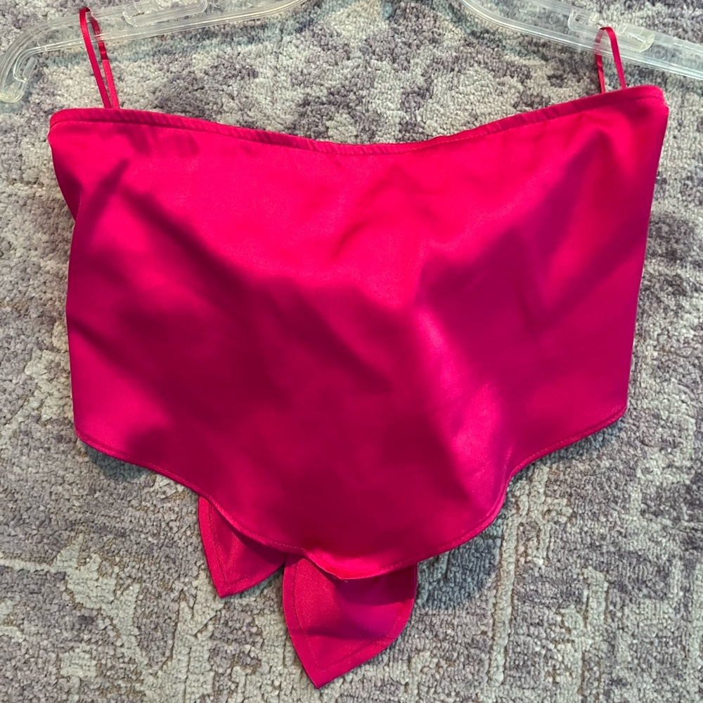 pink strapless scarf top